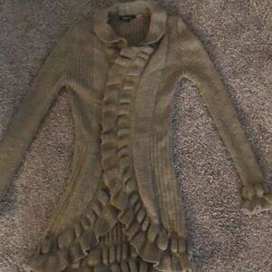 Elegant Ruffled Cardigan in Tan